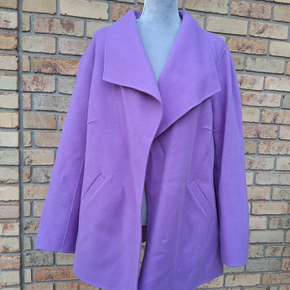Talbots Purple Pea Coat with Wide Lapel and Tailored Silhouette